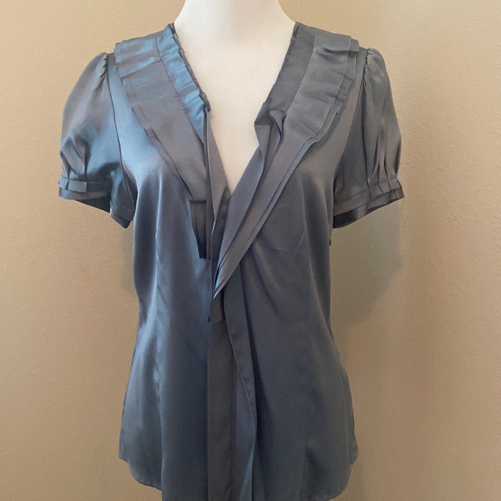 BCBG blue silk top